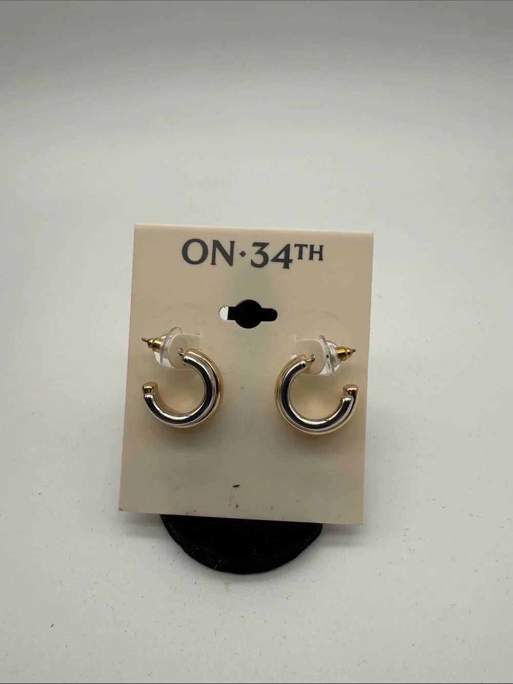 ON·34TH Two-Tone Silver and Gold Mini Hoop Earrings